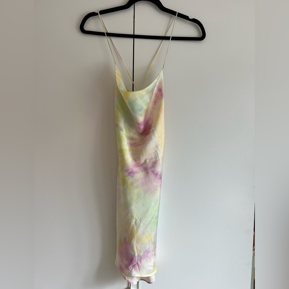 ZARA - tie dye silk mini dress with crossed back